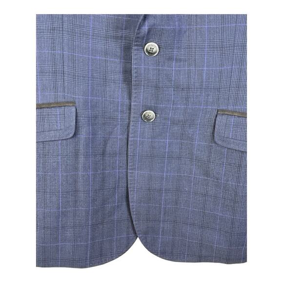 Ted Baker Sport Coat 40 R Men's Blue Purple Windowpane Wool Regular Fit Blazer - Picture 4 of 16